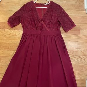 Wine color Plus Size Dress